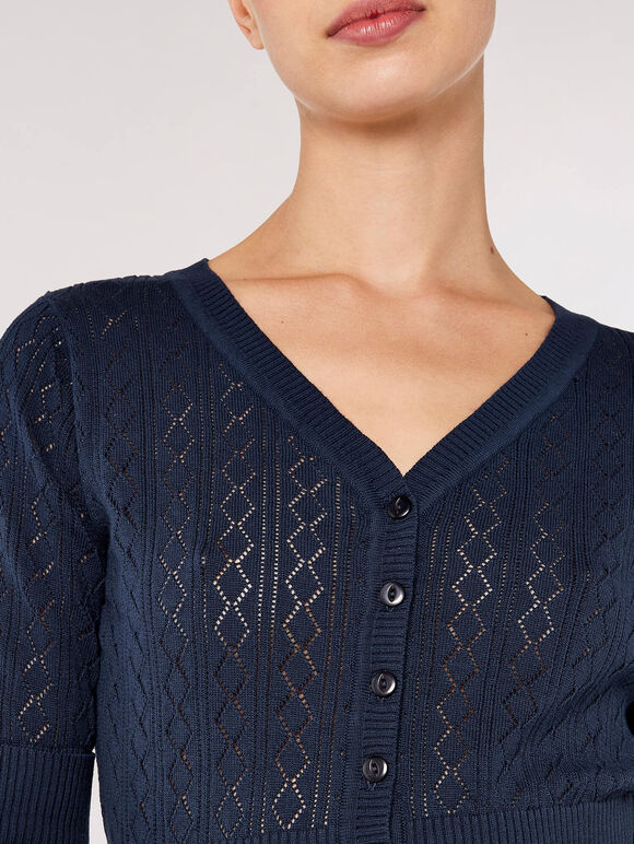Pointelle Shrug, Navy, large