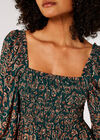 Paisley Milkmaid Mini Dress, Green, large
