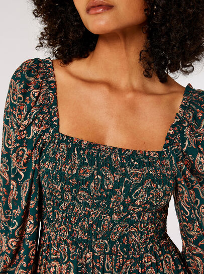 Paisley Milkmaid Mini Dress