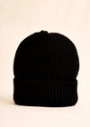 Classic Ribbed Knit Beanie Hat, Black, large