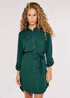 Chevron Jacquard Shirt Dress, Green, large