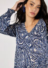 Paisley Print Shimmer Blouse, Navy, large