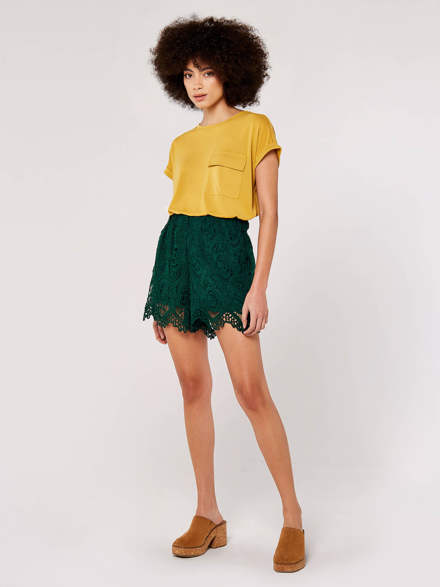 Green deals lace shorts