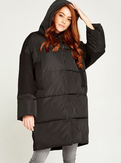 Padded Contrast Puffer Coat
