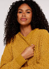 Popcorn Knit Hooded Jumper, Mustard, large