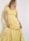 Floral Lace Milkmaid Maxi Dress, Yellow, large
