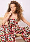 Floral Ikat Palazzo Jumpsuit, Red, large