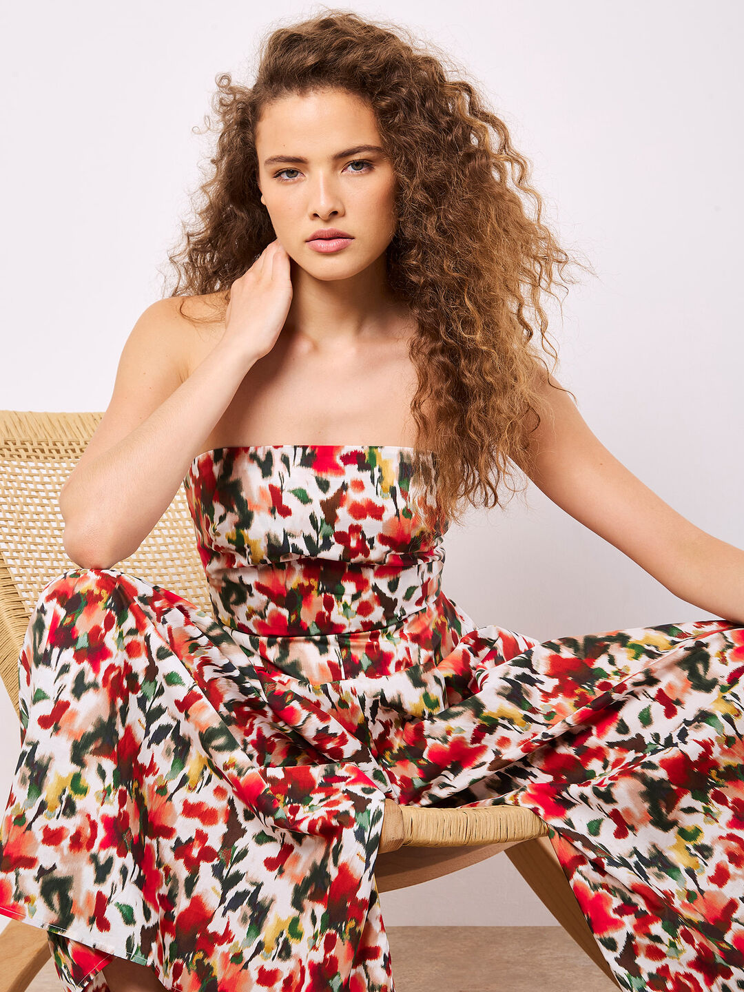 Image of Floral Ikat Palazzo Jumpsuit