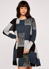 Patchwork Swing Mini Dress, Grey, large