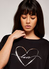 Embroidered Sequin Love T-Shirt, Black, large