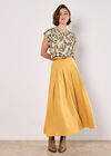 Tropical Leaf Split Back Top, Stone, large