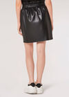 Leather-Look Paper Bag Mini Skirt, Black, large