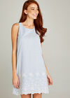 Blue Embroidered Hem Dress, Blue, large