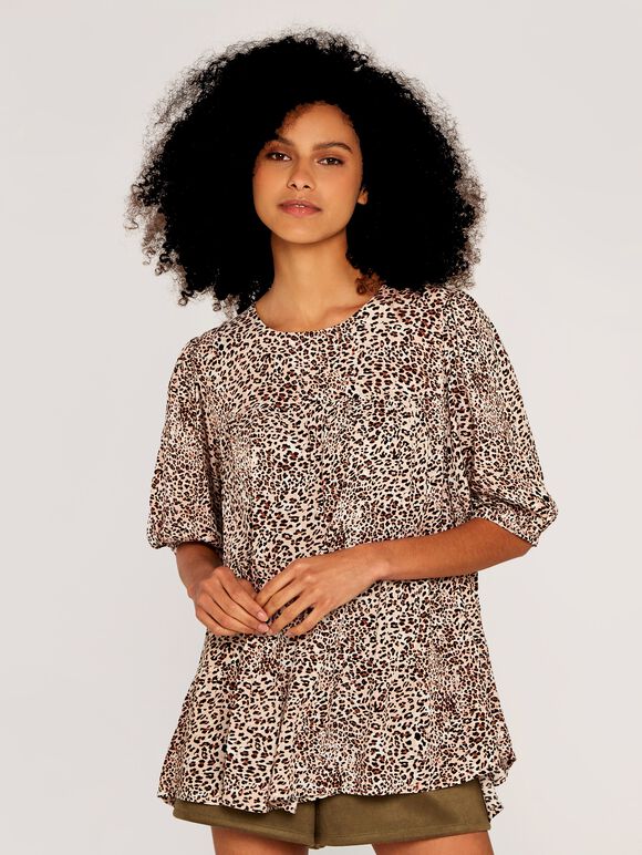 Animal Tiered Top, Cream, large