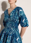 Paisley Bubble Hem Mini Dress, Blue, large