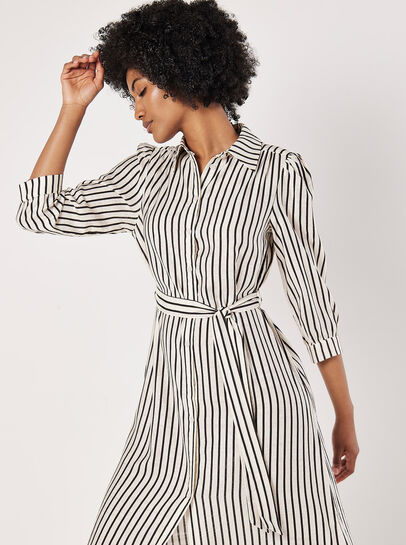 Stripe Shirt Midi Dress