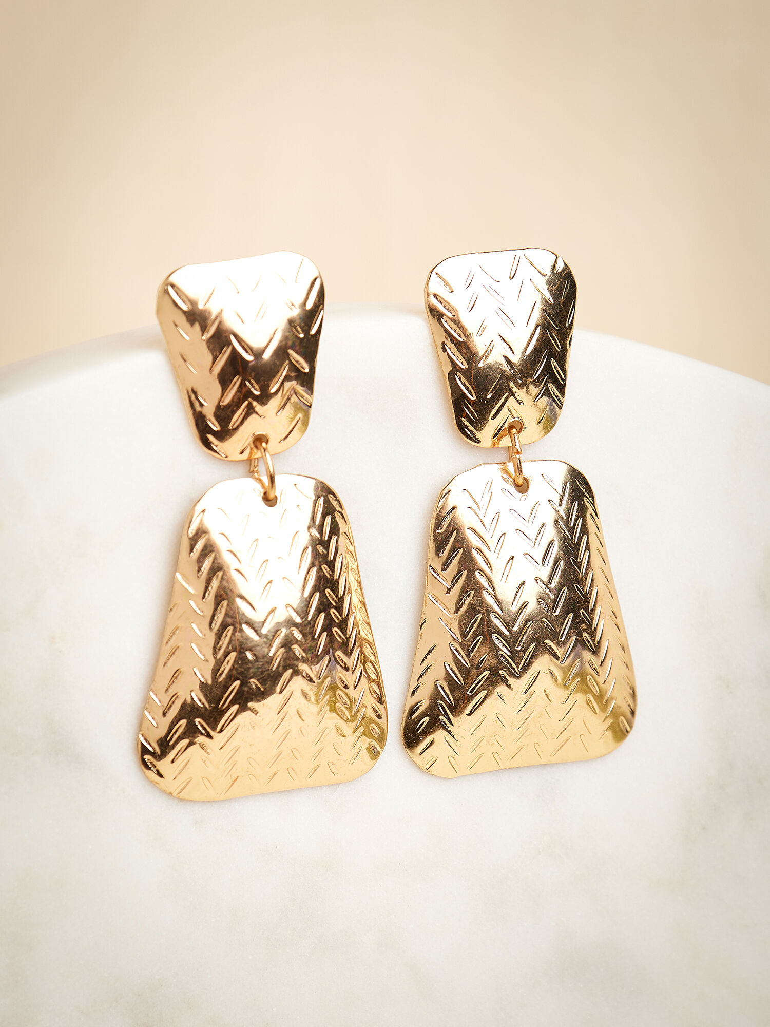 Square gold on sale drop earrings