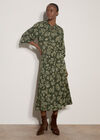 Folk Floral A-Line Midi Skirt, Green, large