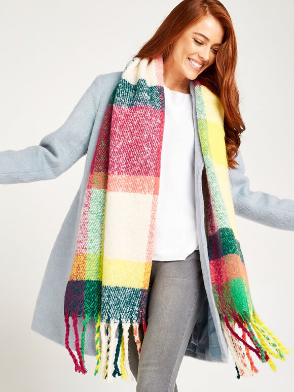 Multi Plaid Chunky Scarf, Assorted, large