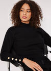 Gold Button Ribbed Jumper, Black, large