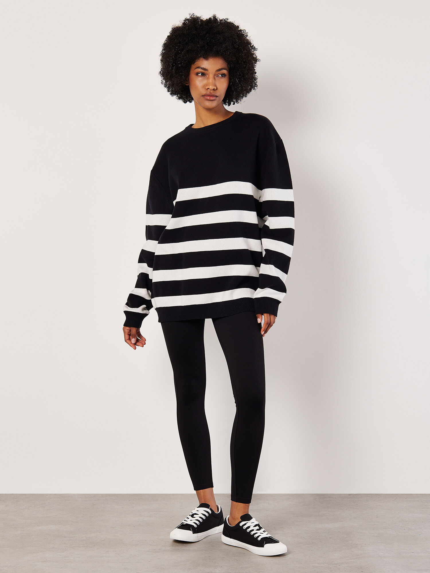 Cotton Blend Chunky Stripe Jumper Apricot Clothing