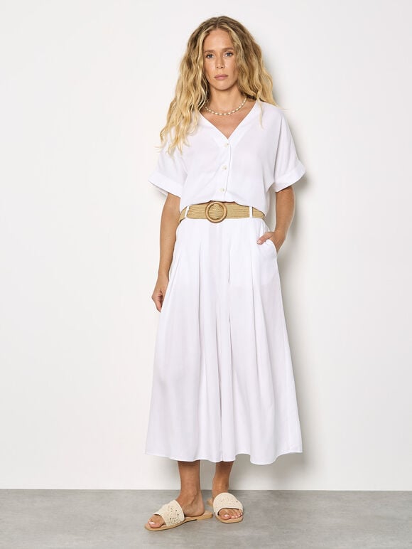 Lightweight V-neck Blouse, White, large