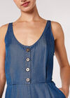 Denim Wide Leg Jumpsuit, Blue, large