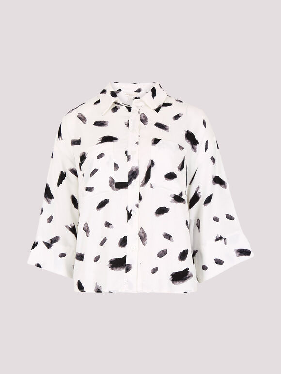 Paint Stroke Print Utility Shirt, Black, large