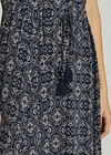Navy Mosaic Tile Hanky Hem Maxi, Navy, large