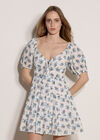 Cotton Dobby Floral Mini Dress, White, large