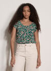 Ditsy Floral Print Top, Green, large