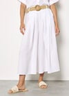 Pleated Wide-Leg Culotte Trousers, White, large