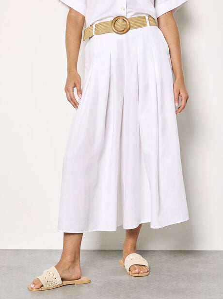 Pleated Wide-Leg Culotte Trousers