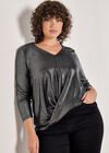 Foil Shimmer Long Sleeve Top, Dark Grey - Charcoal, large