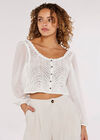 Crochet Crop Cardigan, Cream, large