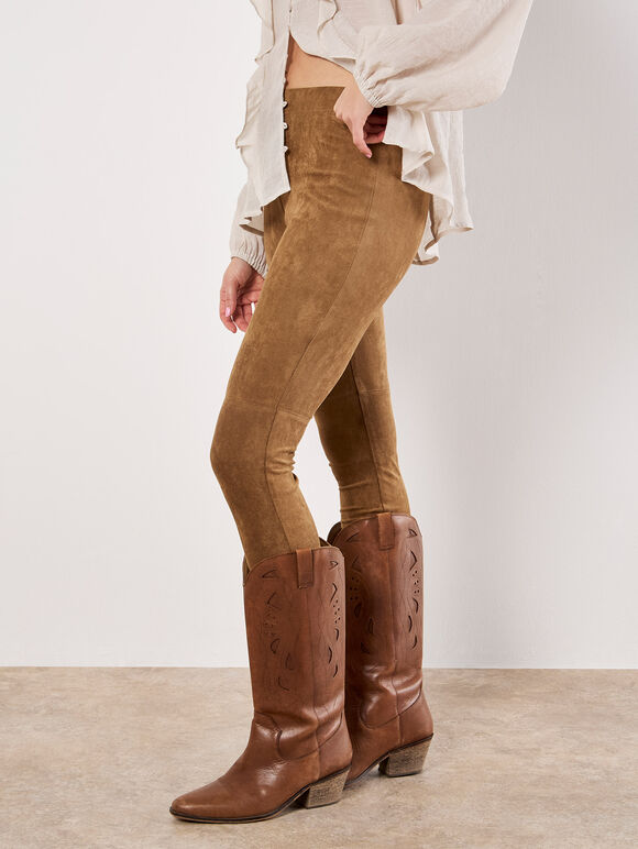 Suedette Leggings, Brown, large