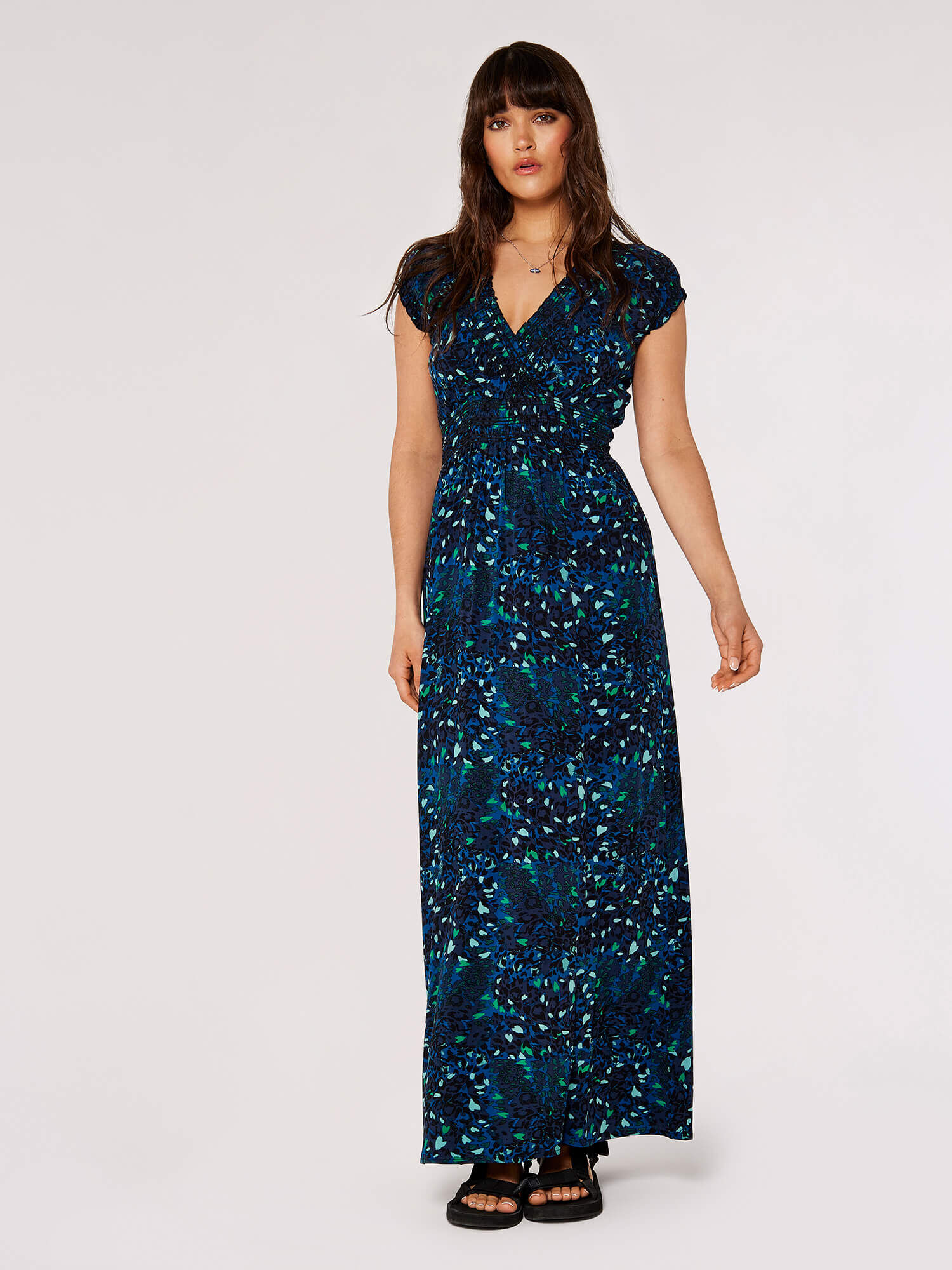 Cheetah Smock Maxi Dress Apricot Clothing