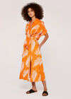 Palm Print Midi Skirt, Orange, large