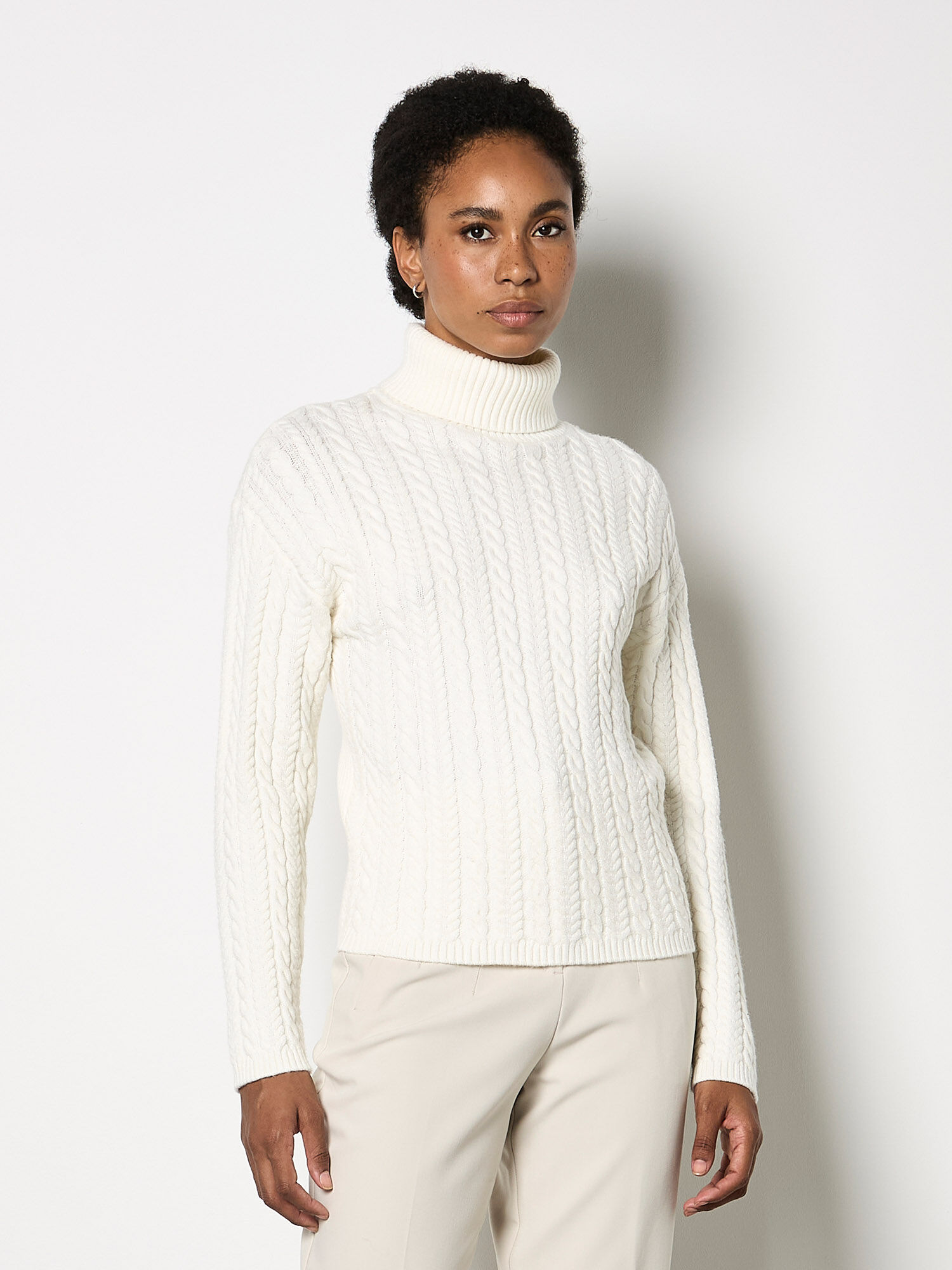 Turtle Neck Cable Front Jumper | Apricot Clothing