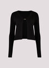 Ribbed Knit Front Clip Cardigan, Black, large