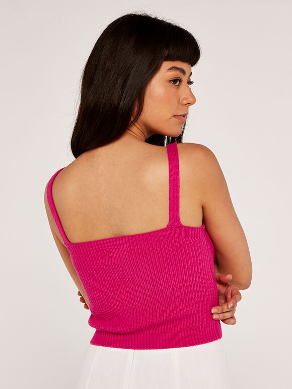 Knitted Cami Co-Ord, Fuchsia, large