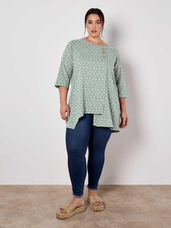 Irregular Spot Asymmetric Wrap Top, Mint, large