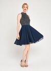 Beaded Halter Neck Swing Dress, Navy, large