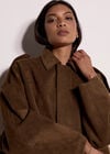 Suedette Bubble Hem Batwing Jacket, Brown, large
