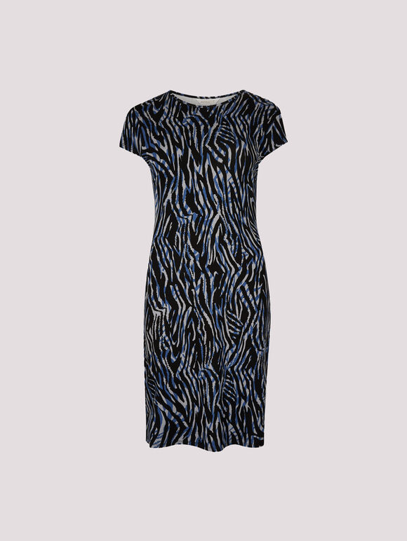 Abstract Stripe Fitted Mini Dress, Blue, large