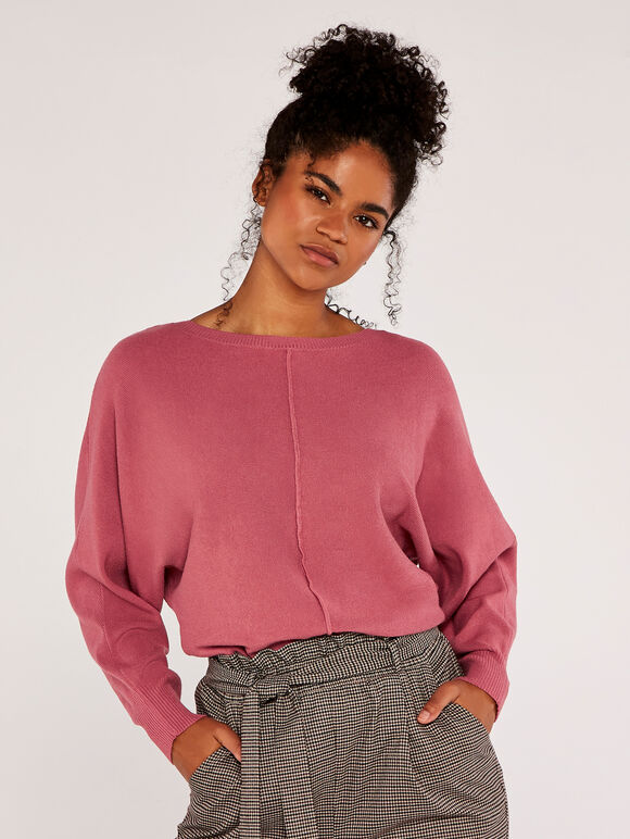 Centre Seam Jumper, Coral, large