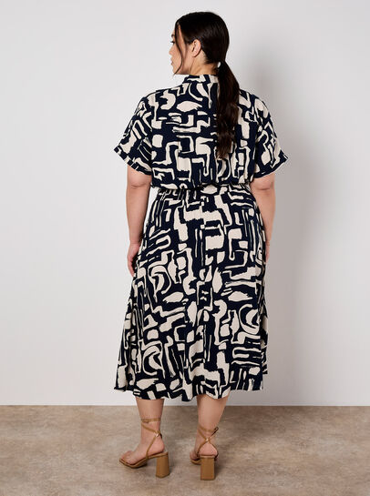 Geo Grecian Shirt Midi Dress