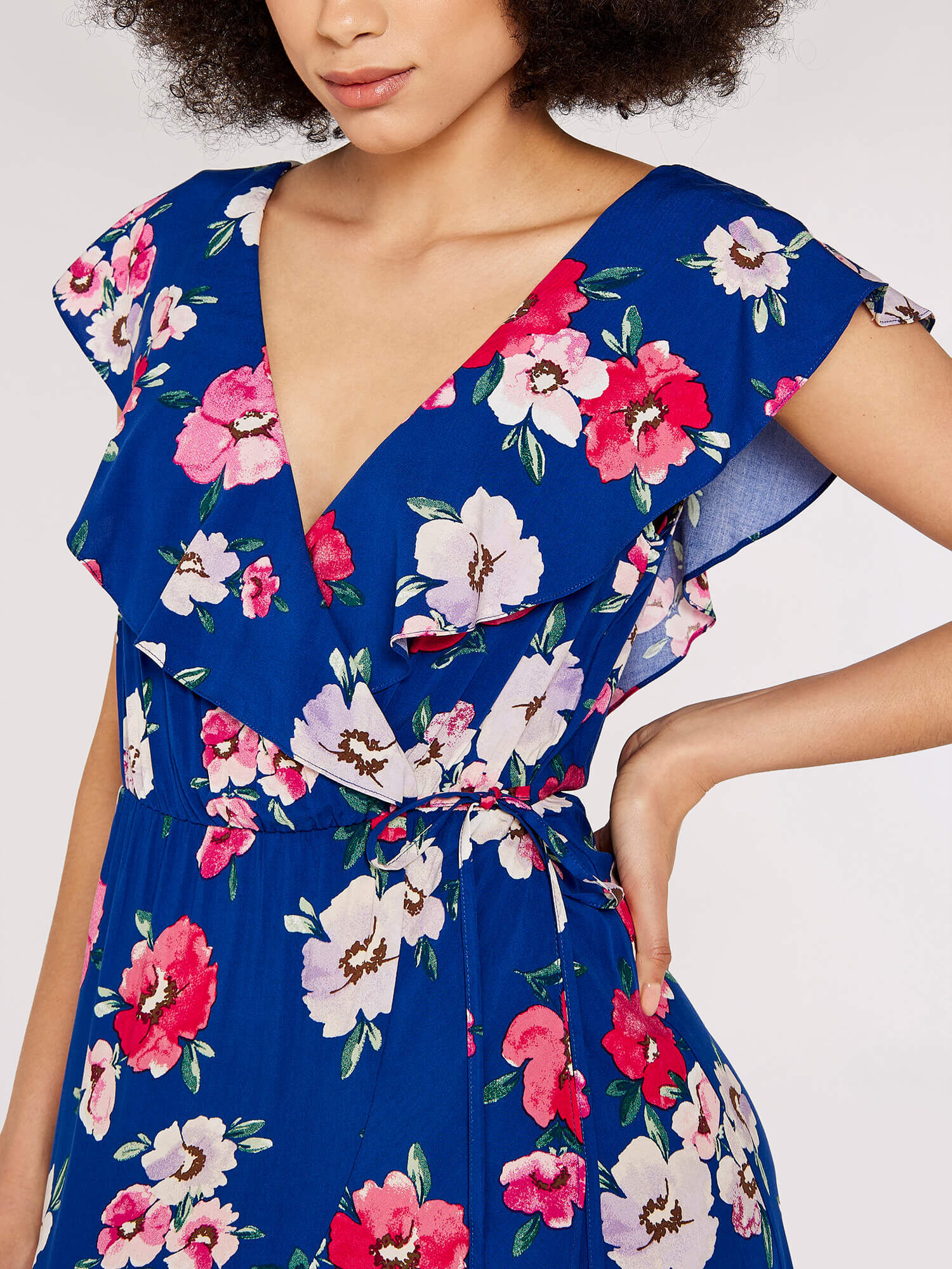 Short floral wrap dress store