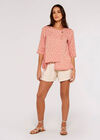 Irregular Spot Asymmetric Wrap Top, Pink, large
