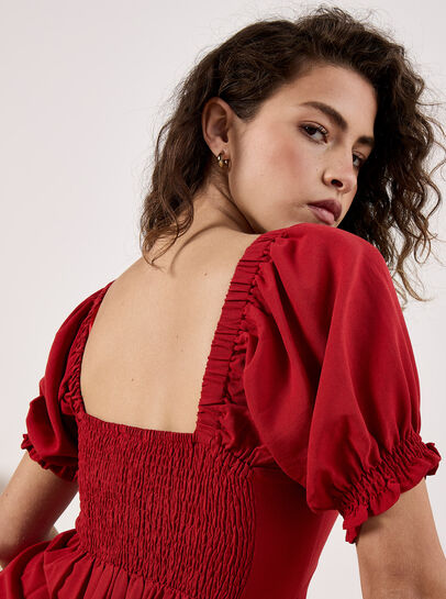 Tie Detail Milkmaid Midaxi Dress